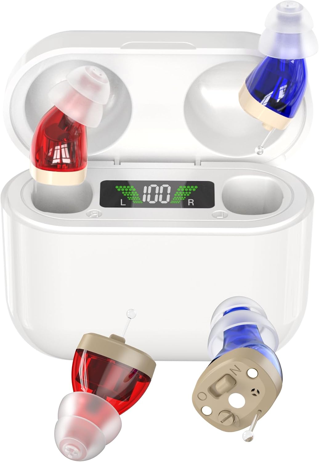 MEDca Rechargeable pour Les Personnes âgées - Paire personnelle numérique (CIC) PSAP Intra-auriculaire avec qualité sonore supérieure, réduction Intelligente du Son, Affichage de la Puissance