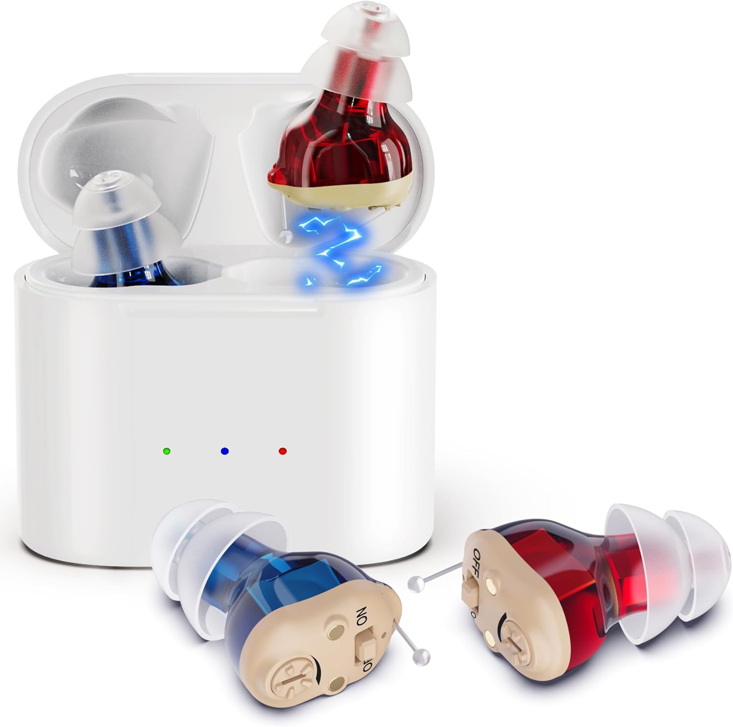 Numérique rechargeable - Appareil personnel mini-oreille interne CIC pour adultes et personnes âgées - Technologie entièrement numérique avec étui de chargement portable USB