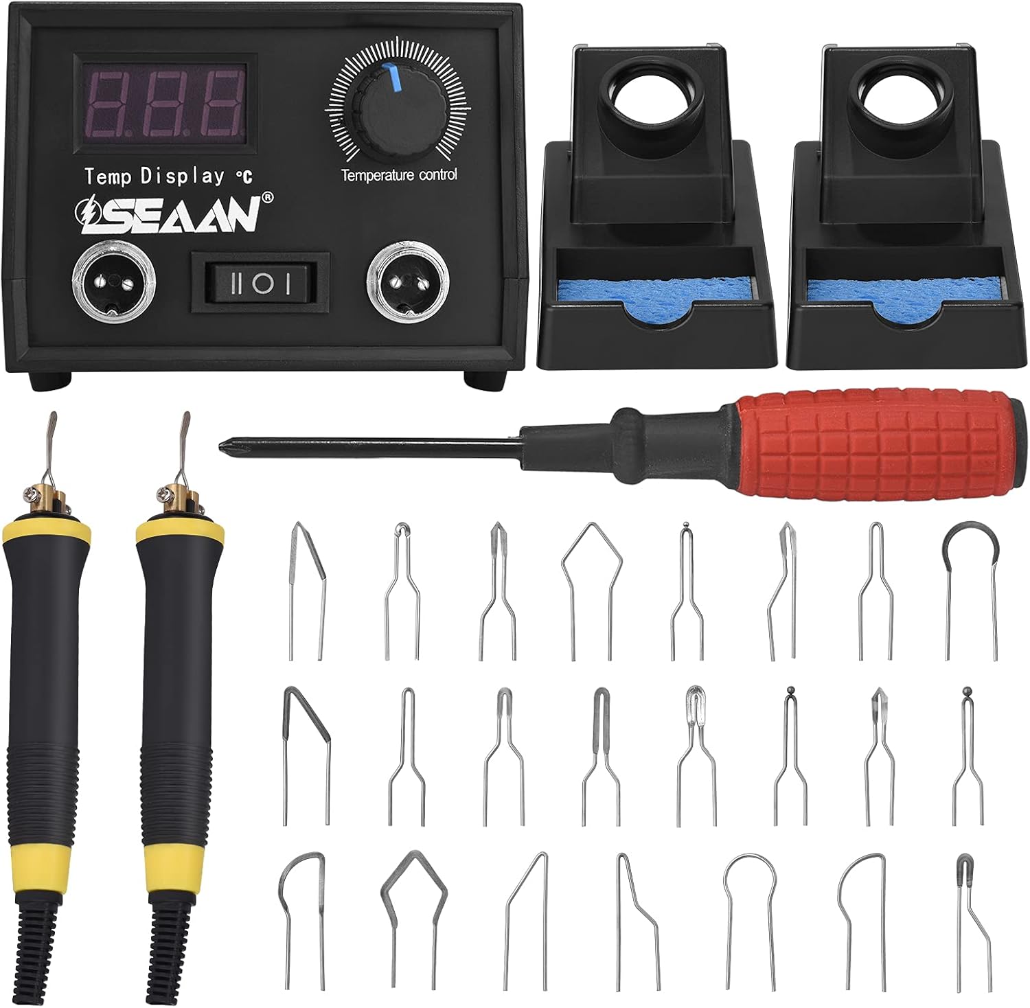 Kit Pyrogravure Bois 60W 31 Pcs Machine à Pyrogravure 0-800°C Contrôle Kit Pyrogravure Professionnel avec LCD Ecran pour Souder Gravure Bois Cuir Liège Gourde