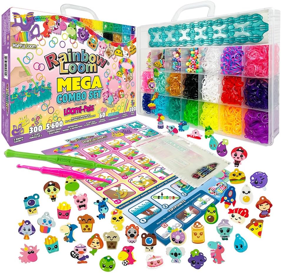 Rainbow Loom Mega Combo Set – Coffret Géant Fabrication de bracelets - Loisir Créatif - Métier à tisser avec 5600 élastiques Charms & Perles - ‎Kit breveté - Jouet Enfant 8 ans et + - CD00101