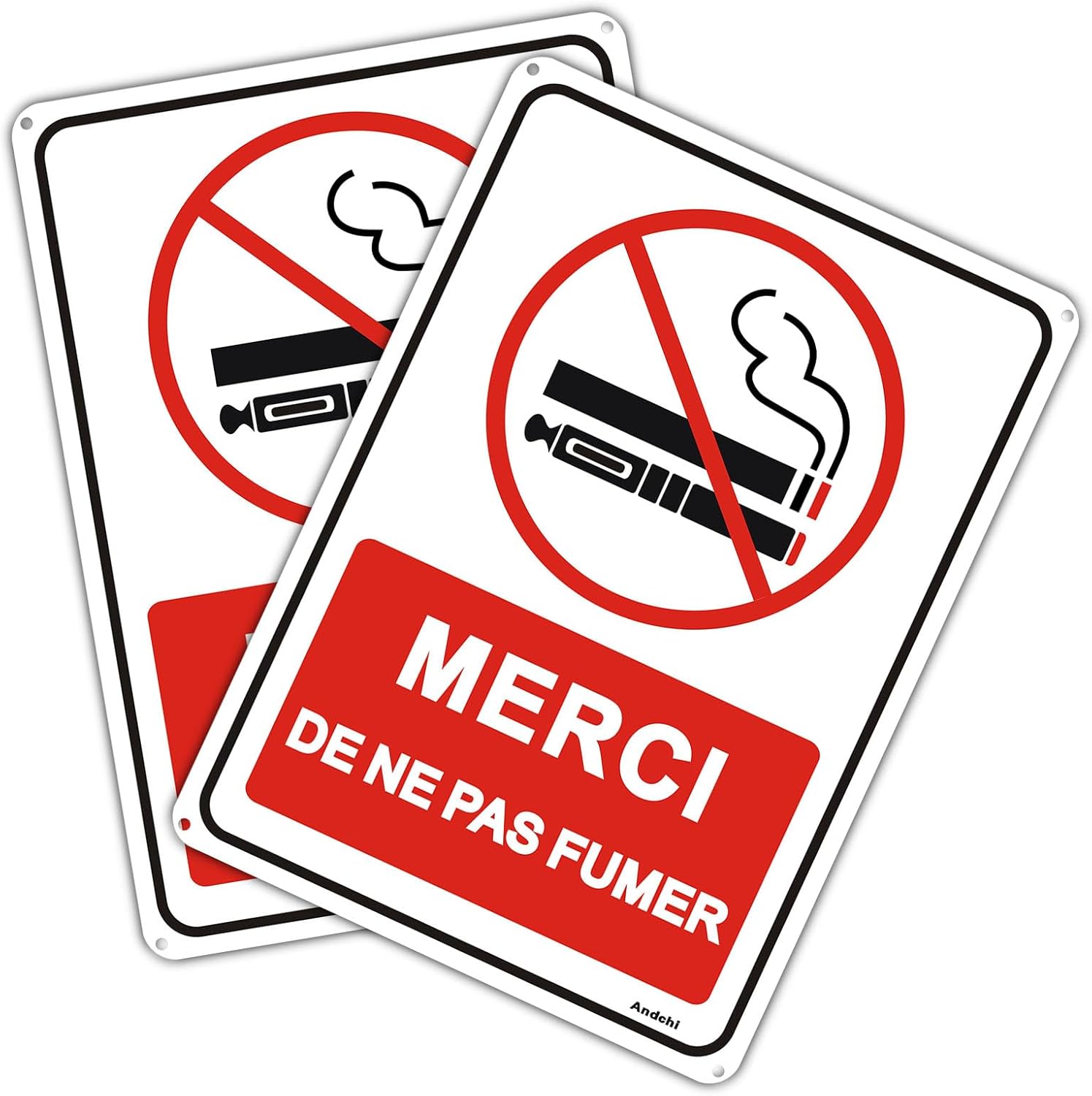 2 pièces Enseigne d'interdiction de fumer Tôle D'aluminium de 180 x 250 mm, Résistantes à la Rouille et à la Lumière