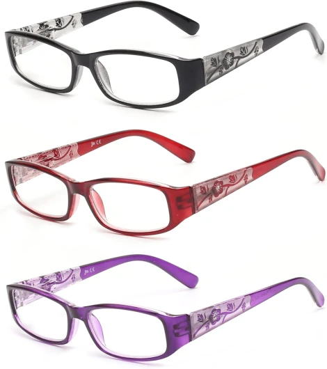 Lot de 3 Montures de Lunettes Charnière à Ressort - Montures de Lunettes Rondes Vintage Homme Femmes 3 Paires Melange de Couleurs 1.5 x