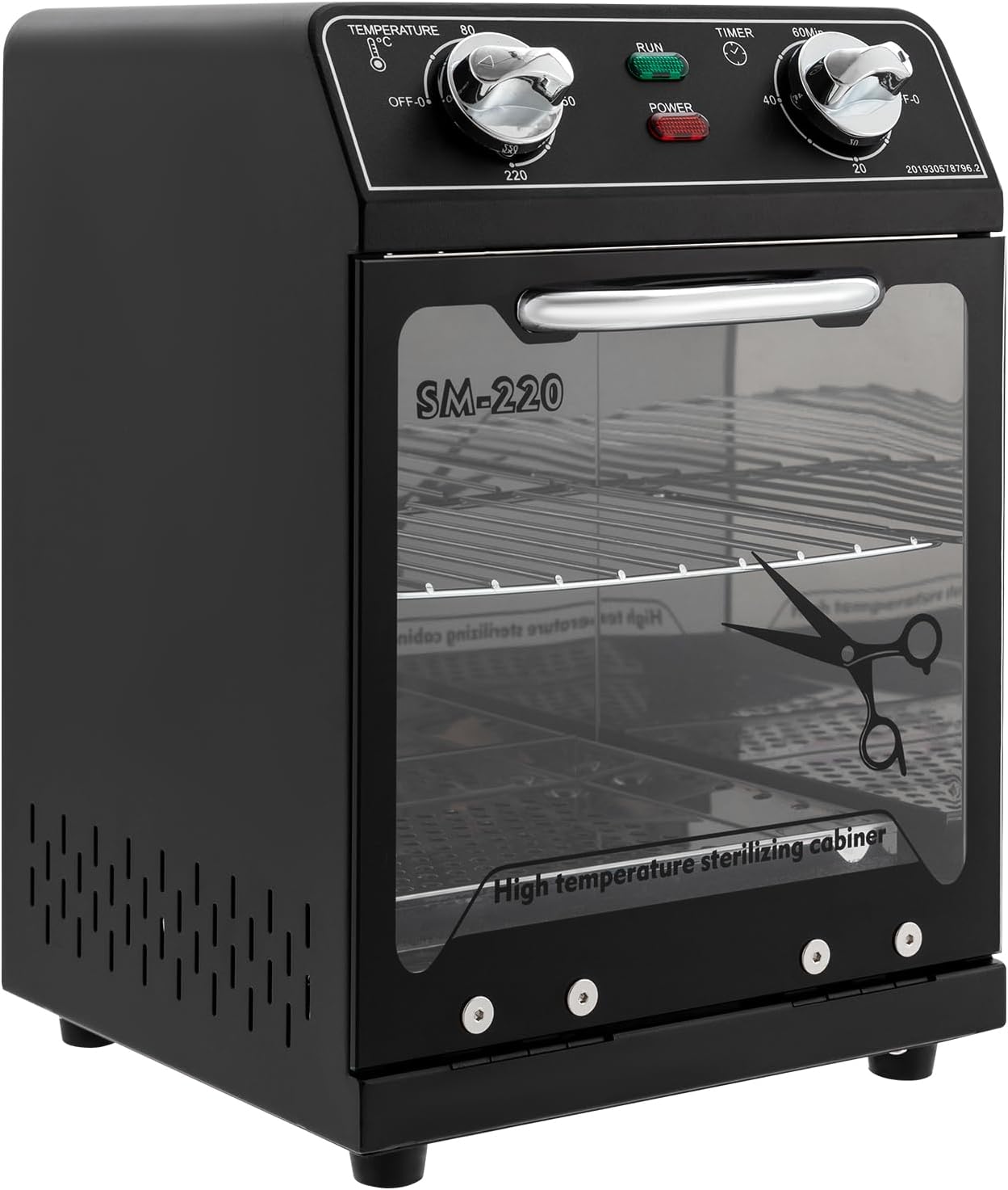 Stérilisateur autoclave de grande capacité de 8 l pour instruments - Désinfectant à haute température - Stérilisateur à chaleur sèche avec plateau - Pour manucure, dentaires et coiffeurs (noir)