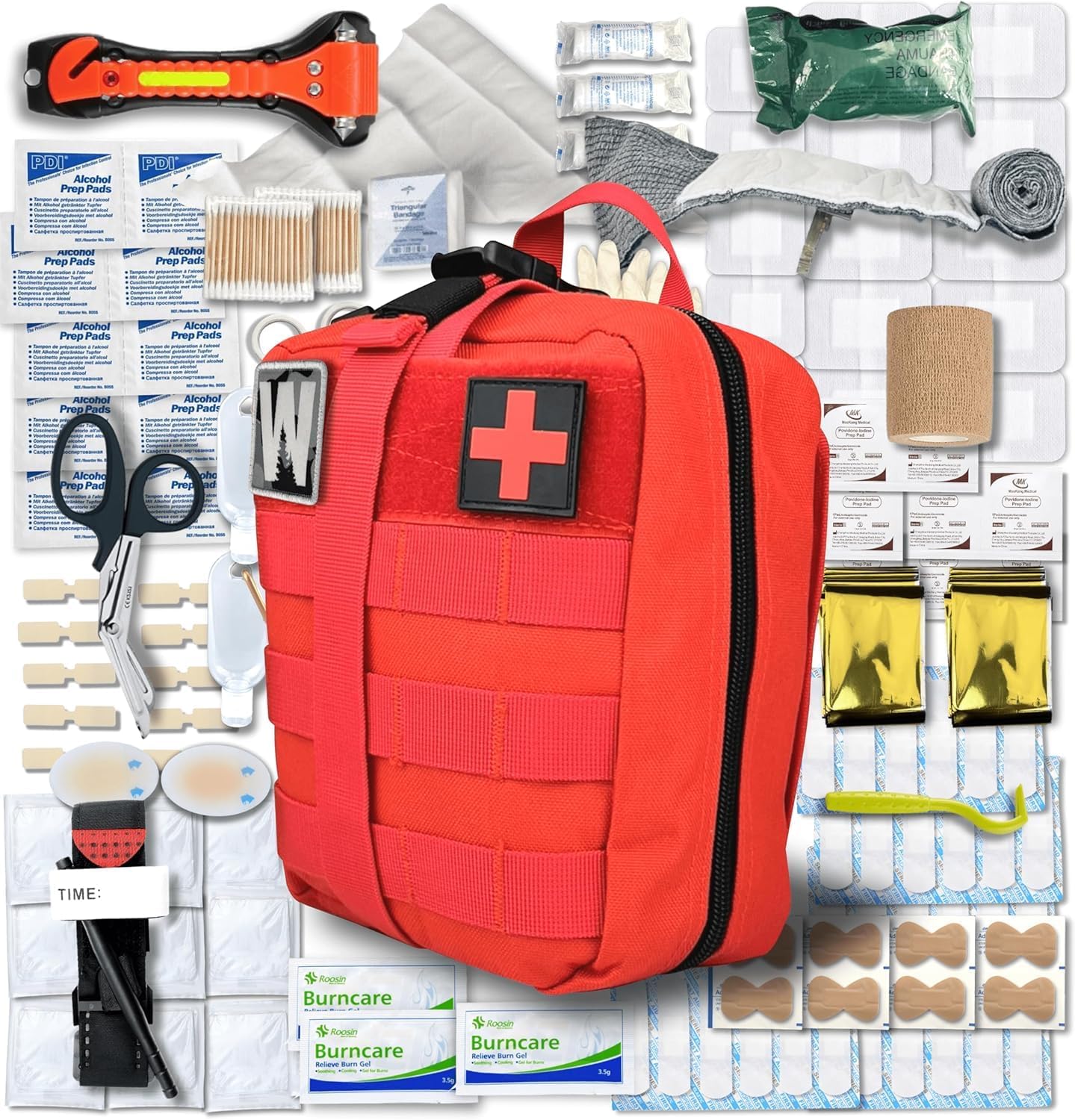 WONCROW - Trousse de Secours Complete + Matériel Inédit - Pharmacie de Voyage Randonnée Camping Voiture - Equipement Militaire Kit de Survie Couverture de Survie Aspire Venin Garot Tourniquet