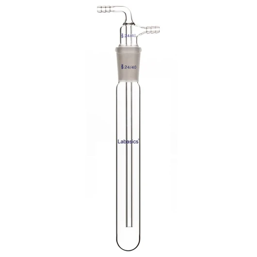Piège à Vide en Verre avec Tuyau Dentelé de 10 mm, Longueur 200 mm sous le Joint 24/40, Glass Vacuum Cold Trap pour Appareil de Laboratoire