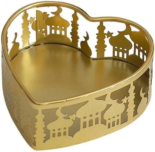 Ensemble de plateaux à fruits décoratifs dorés, décoration d'intérieur, salon, plateau de service en métal, plateau de présentation, centre de table (petit)