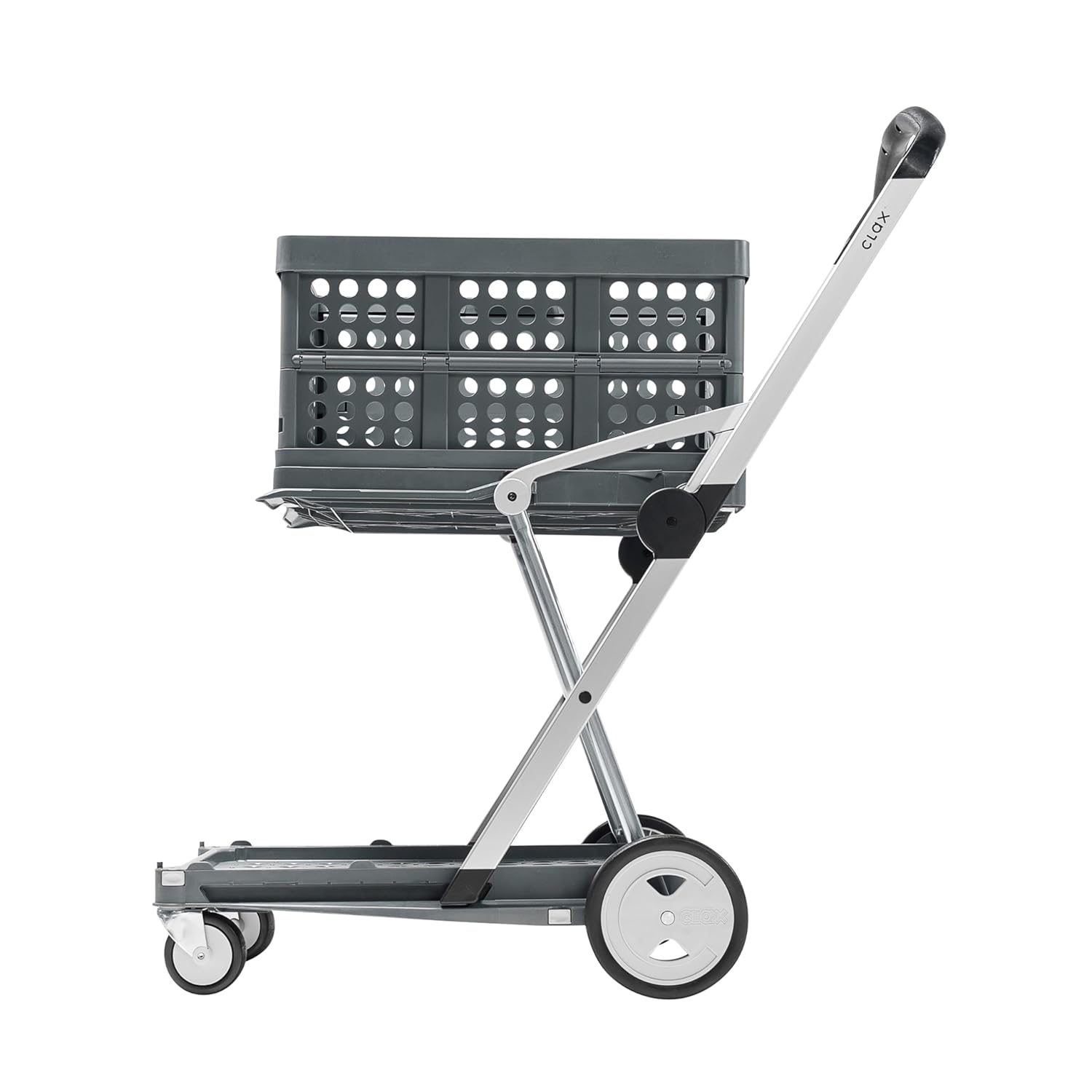 CLAX® Chariot Pliable Multifonction - Chariot de Courses avec Caisse de Rangement - Chariot à Plateforme (Gris)