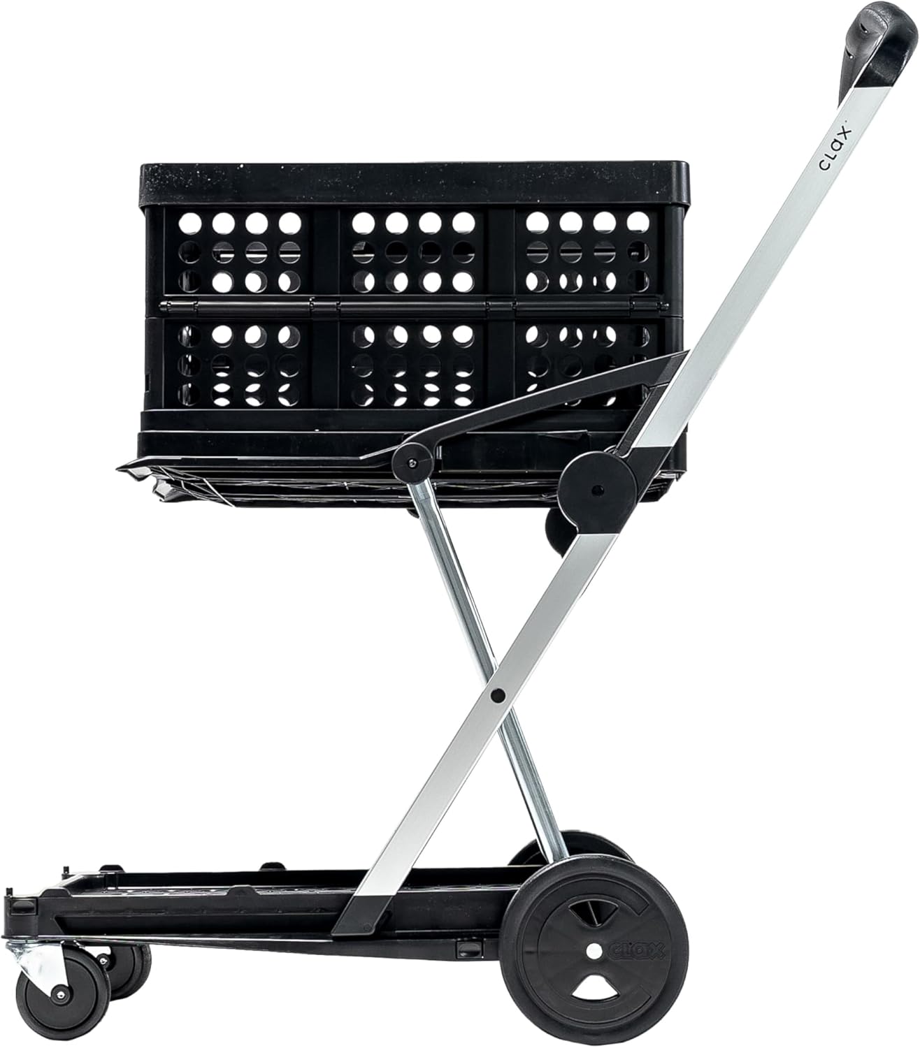 CLAX® Chariot de Transport - Chariot Pliable - Chariot à Plateaux - avec Box Pliable Gratuit - Noir (Black Edition) - Pliable