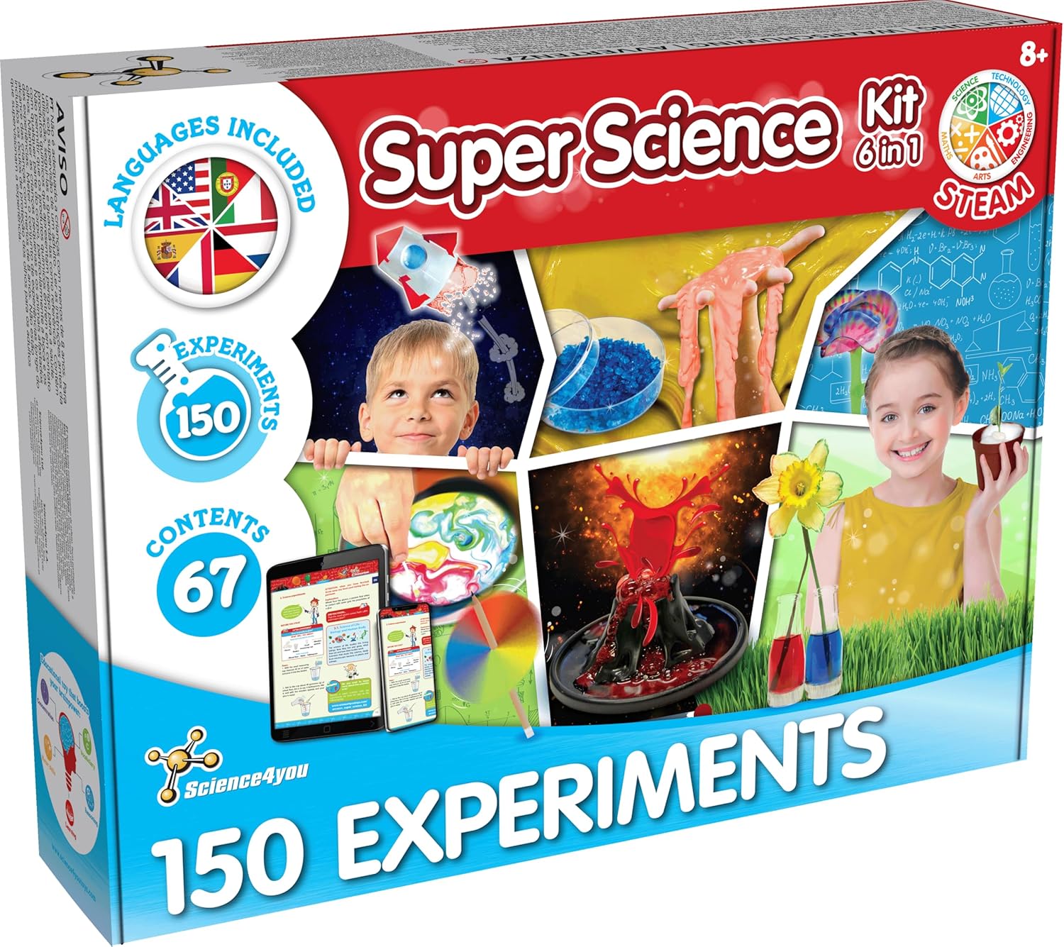 Super Kit Scientifique pour Enfants +8 Ans - 150 Experiences Scientifiques et Activités Manuelles: Laboratoire de Chimie et Kit Volcan, Kits Éducatifs et Jeux Science Enfant 8-12 Ans