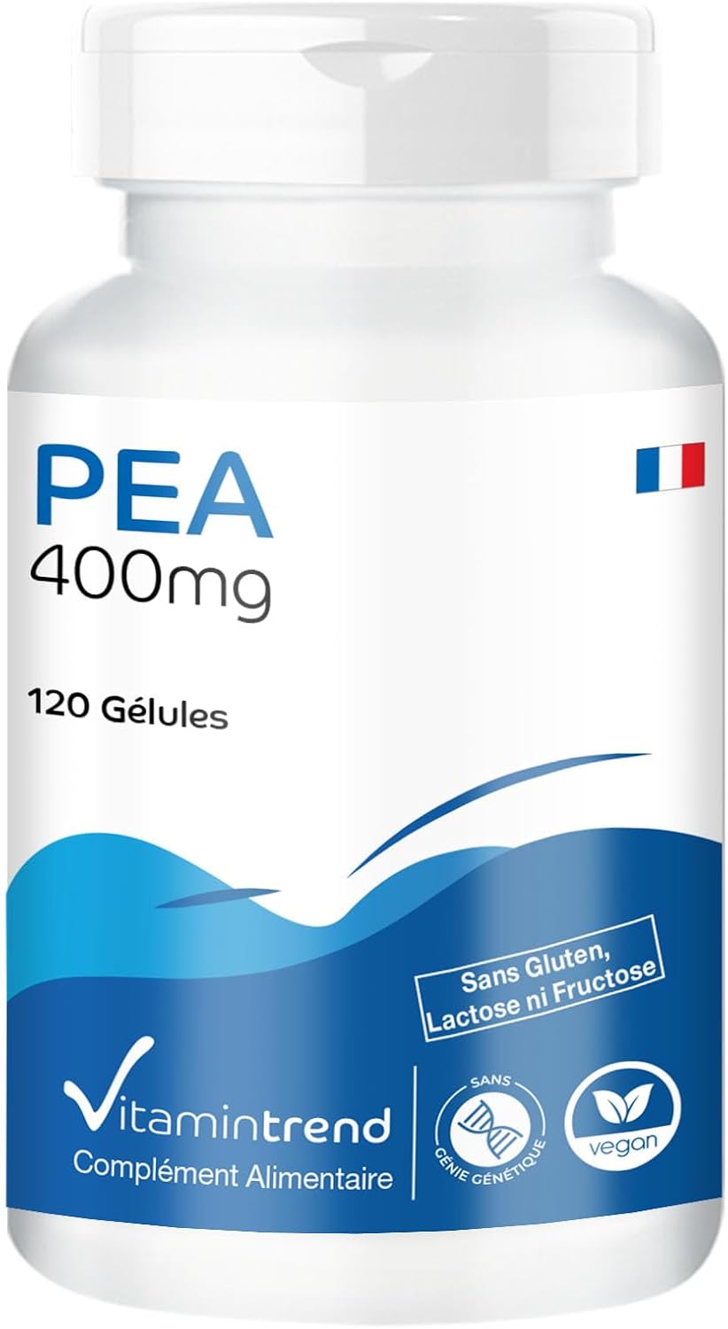 PEA 400mg - 120 gélules ! RÉSERVE DE 4 MOIS ! Palmitoylethanolamide - hautement dosé - vegan - suppléments d'Allemagne - Vitamintrend