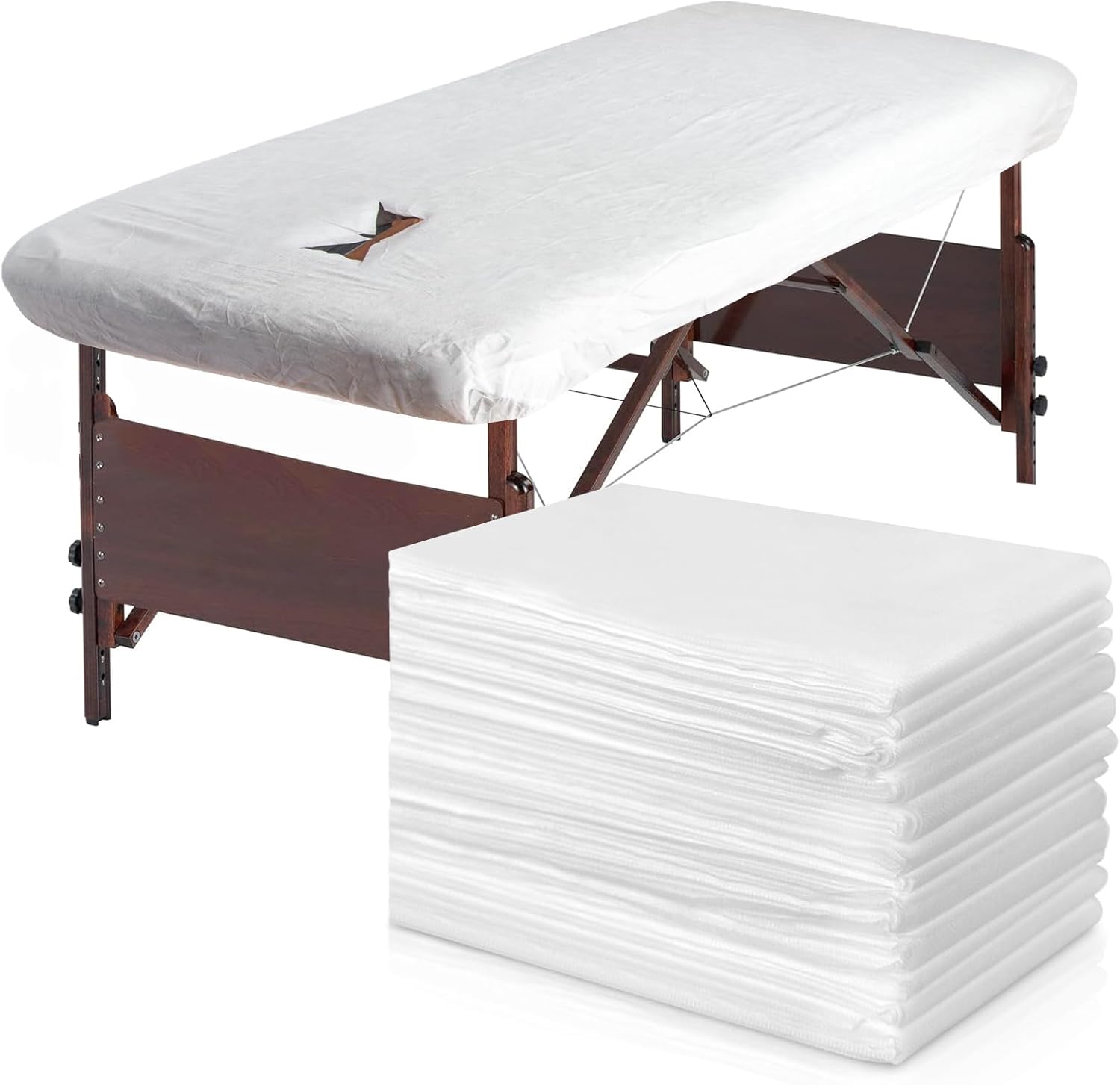 Tvvcalk 30pcs Draps Housses Jetables pour Table de Massage, 90 x 215cm Housse Table de Massage avec Trou, Housses de Lit de Massage Jetables pour Spa, Beauté