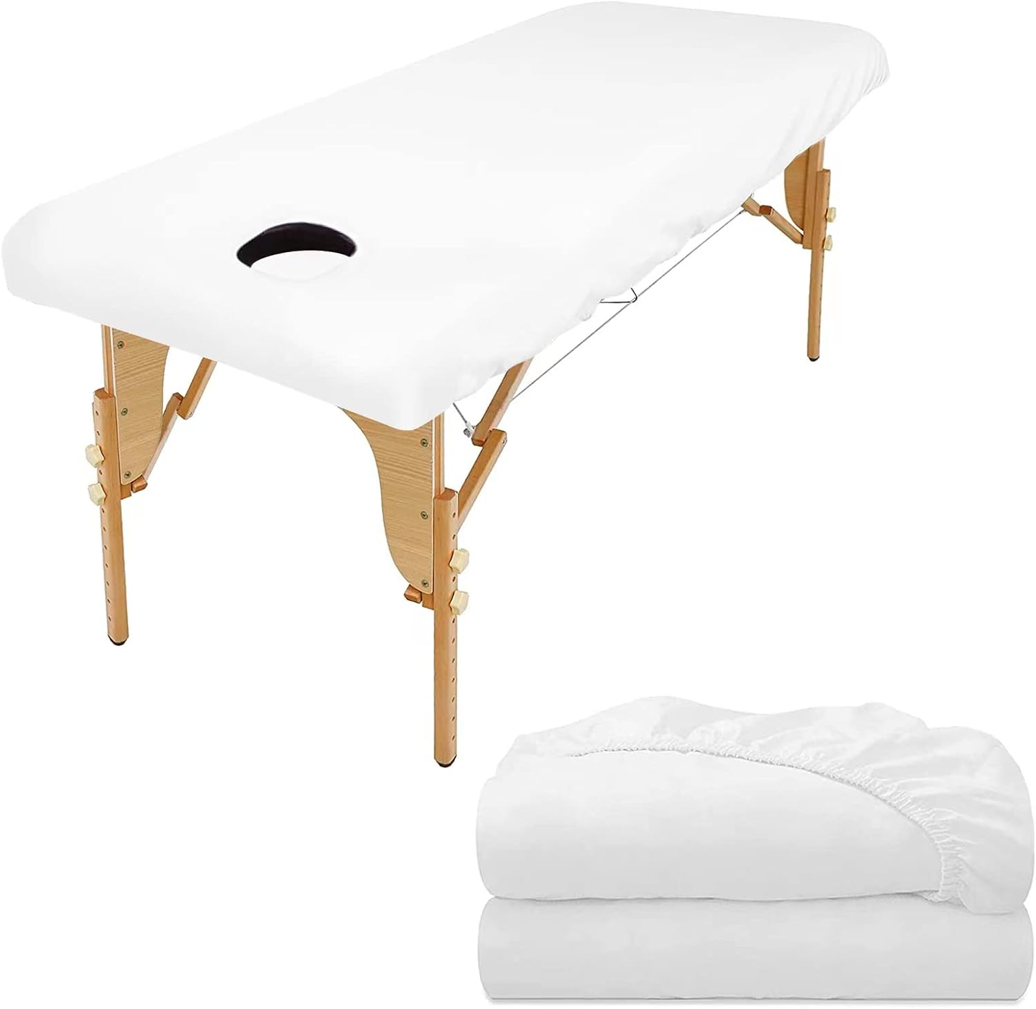 Luriseminger 2pcs Drap Housse Table de Massage avec Trou, 80 x 190cm Imperméables Housse Table Massage - Résistantes à l'huile - Lavables Drap Housse de Protection pour Table de Massage 80 x 190cm avec trou