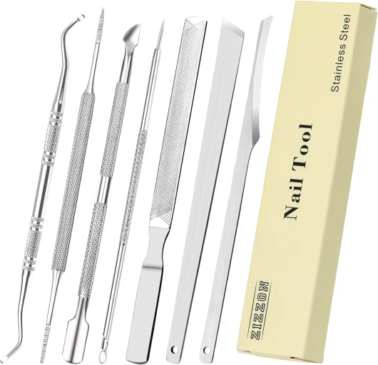 Ensemble de 7 limes et élévateurs pour ongles incarnés, kit d'élimination des ongles incarnés en acier inoxydable, outils de pédicure pour nettoyeur sous les ongles 7 pièces