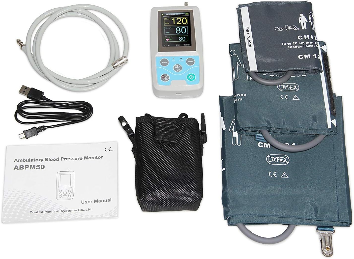 Cardiofréquencemètres Tensiomètre ambulatoire Holter pour tension artérielle, enregistrement de données, piles alcalines AA requises, câble USB pour connecter l'ordinateur (WINDOWS uniquement), ABPM50 par BALL