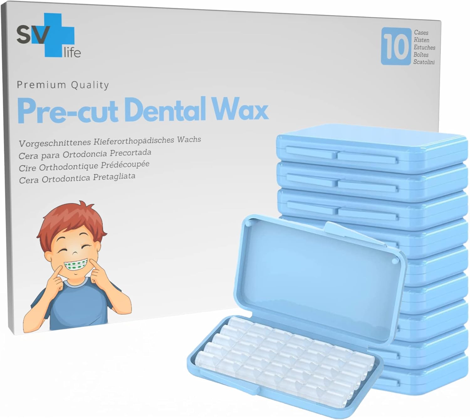 Cire Orthodontique Prédécoupée - Cire pour Appareil dentaire, Bagues (10 boîtes, sans goût) 10 unités