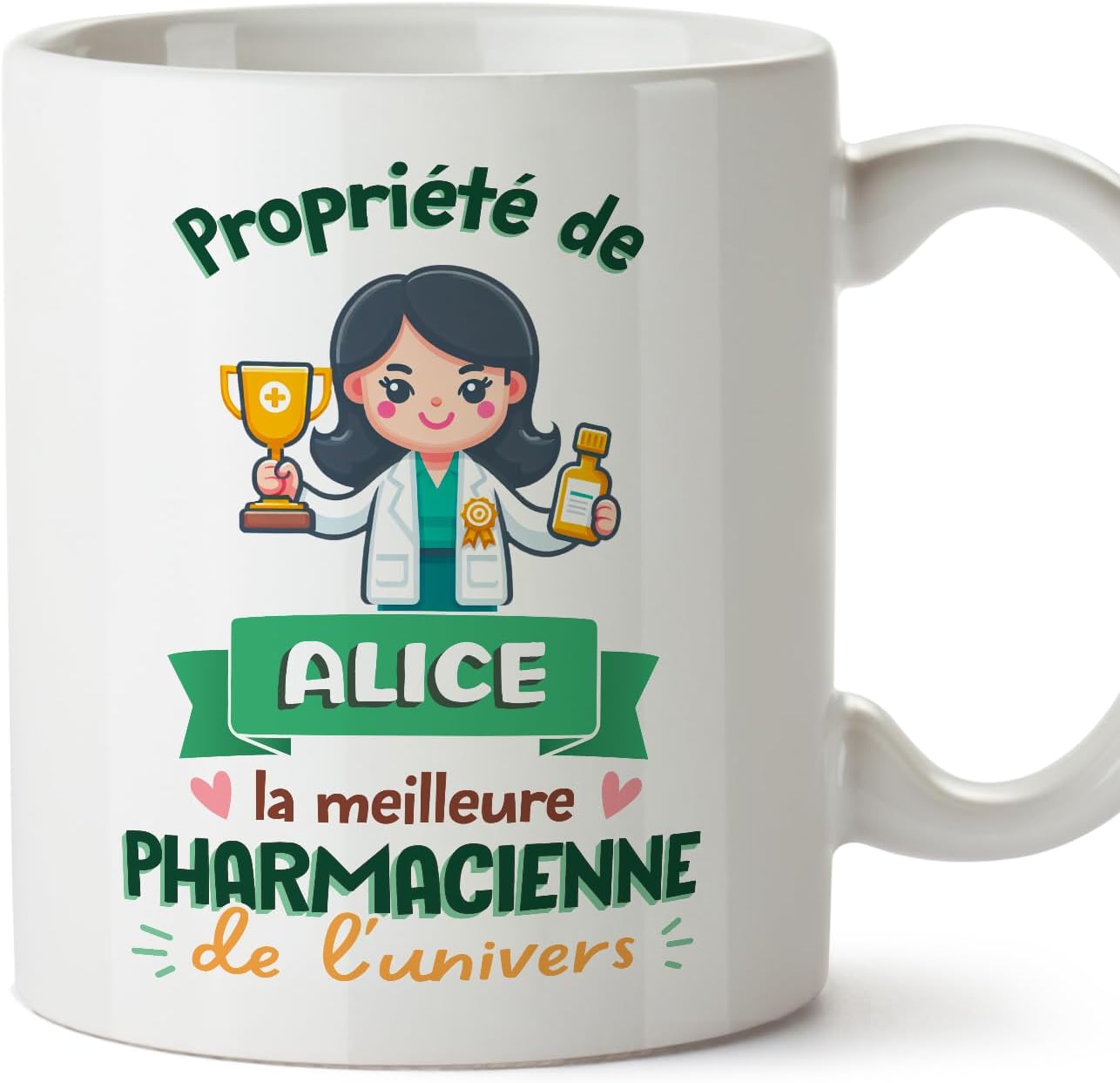 Tasses Personnalisables pour PHARMACIENNE femme - En Français - Cadeau Personalisé- Propriété de - 11 oz / 330 ml Fem-propriété de
