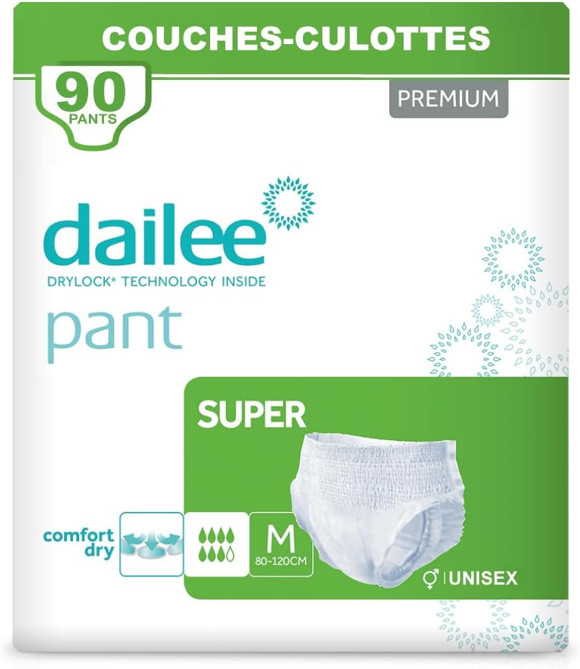 Pants Super M - 90x Couches Adultes, 6 Paquets de 15 Couche Culotte Incontinence Femme et Homme - Slip Incontinence, 90 Culotte Jetable