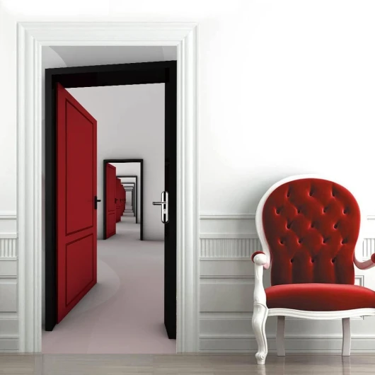 Multi Espace Red Gate Auto-Adhésif 3D Sticker Porte Poster de Porte 73x205 cm Rouge PVC Autocollants de Décoration pour intérieure Bureau Chambre à Coucher Salon Art Papier Peint Peintures