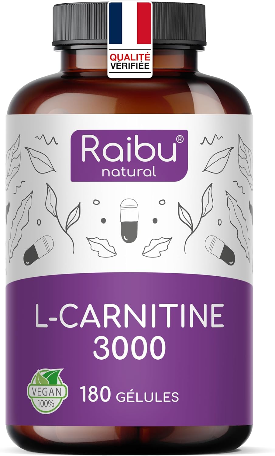 L-Carnitine 3000 I 180 Haute Dose Extra Fort Gélules avec Vitamine C I 3000mg par dose journalière I Tartrate de L Carnitine pure I Naturelle, Testé en laboratoire & Végan
