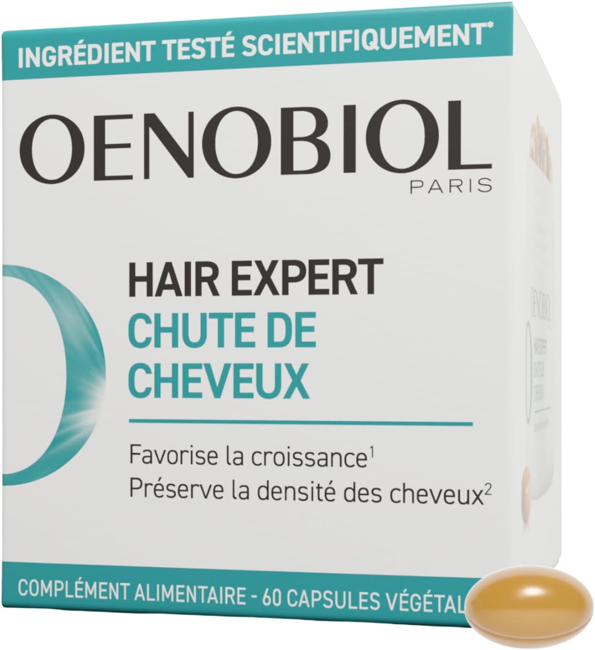 HAIR EXPERT Chute de Cheveux - Nouvelle formule concentrée - Chute de cheveux- Favorise la croissance - Préserve la densité des cheveux - Complément alimentaire 60 capsules - Programme 1 mois 60 unité (Lot de 1)