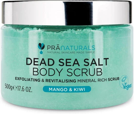 Gommage pour le Corps Revitalisant au Sel de la mer Morte 500g - Exfoliant Corporel Nourrissant, Riche en Minéraux Naturels pour Toutes les Peaux - Parfumé à la Mangue et au Kiwi Mangue et Kiwi