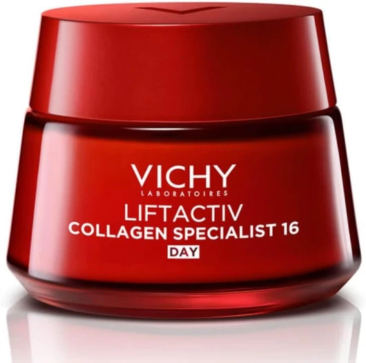 Vichy, Liftactiv, Crème de Jour Anti-Âge Collagen Specialist 16, Lisse & Repulpe, Enrichie en Collagène, Corrige 16 Signes du Vieillissement, Pour tous Types de Peau, 50 ml