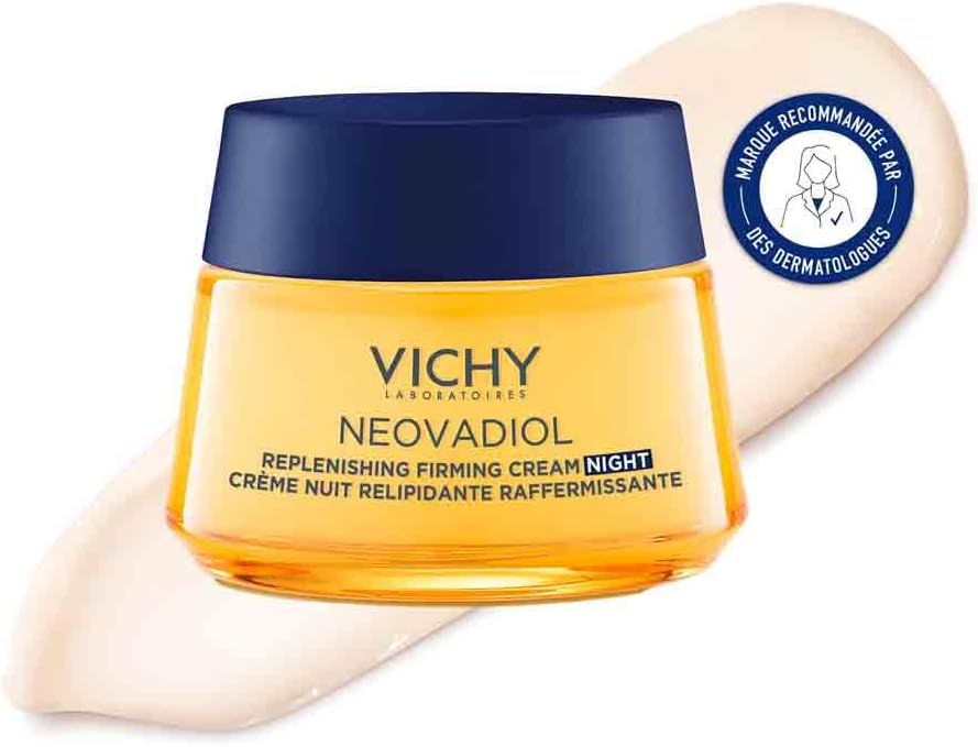 Vichy, Neovadiol, Crème Nuit Post-Ménopause, Enrichie en Eau Volcanique de Vichy & Proxylane, Pour Peaux Matures, 50 ml