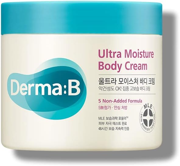 Derma B Ultra Moisture Body Cream 430 ml, à l'huile d'olive et à l'allantoïne, hydratation durable de la peau pendant 48 heures
