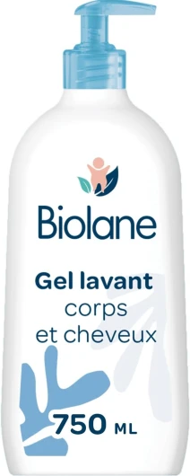 Gel douche bebe corps et cheveux 2 en 1 - 750ml - 97% Origine Naturelle - Doux - Peaux Sensibles - Fabriqué en France 750ml Nouveau Packaging