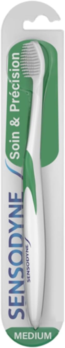 Brosse à dents Soin & Précision, Medium, Pour Un Nettoyage En Douceur Des Dents Sensibles Sans Endommager Les Gencives, Couleur Aléatoire