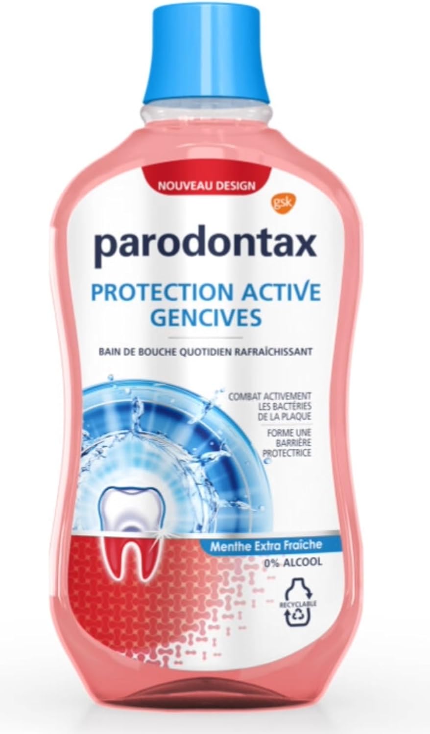 Bain de Bouche Quotidien, Protection Active, Pour Les Gencives et Des Dents Saines, Extra Fraiche, Sans Alcool, 500 ml 500 ml (Lot de 1)