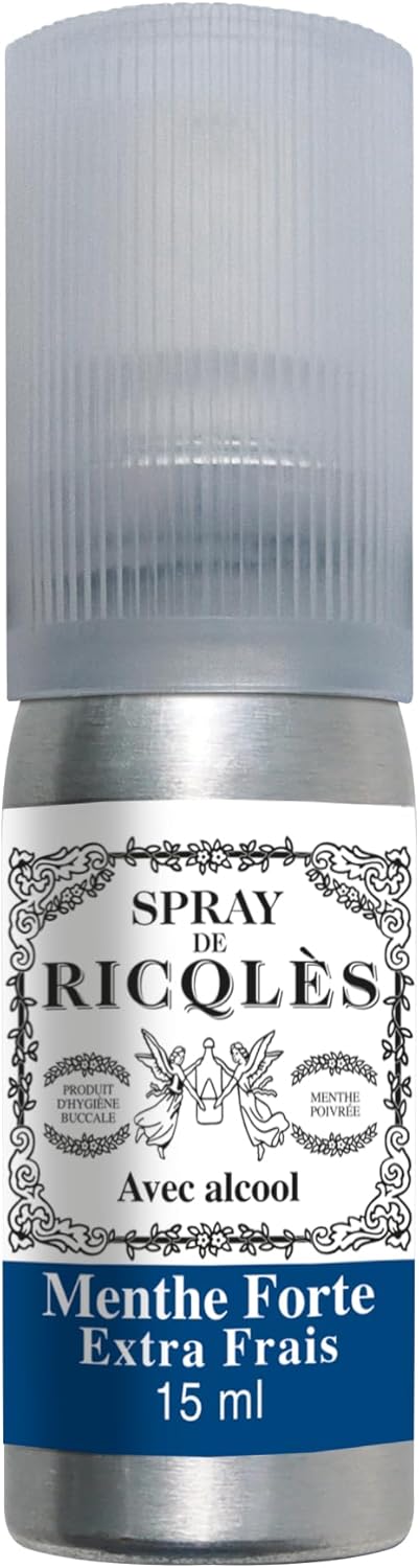 RICQLES -SPRAY BUCCAL À LA MENTHE AVEC ALCOOL- Spray buccal- Haleine fraîche- Menthe forte- Atomiseur de poche 15ml 15 ml (Lot de 1)