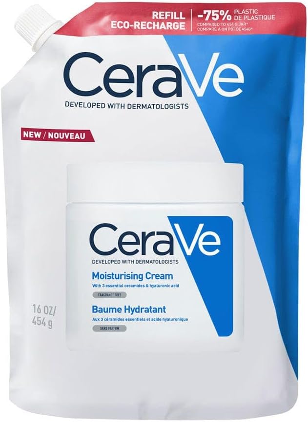 CeraVe - Baume Hydratant Eco Recharge, Nourrit, Hydrate et Aide à Restaurer la Barrière Cutanée, Visage et Corps, Acide Hyaluronique plus 3 Céramides Essentiels, Peau Sèche à Très Sèche, 454g