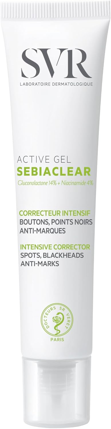 SVR - Sebiaclear Active Gel - Soin intensif anti-imperfections 7 jours - Pour peaux sensibles à tendance acnéique - Gluconolactone 14%, Niacinamide 4%, Acide salicylique - 40 ml