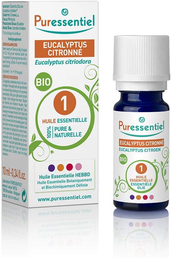 Huile Essentielle Eucalyptus Citronné - Bio - 100 pourcent pure et naturelle - HEBBD - 10 ml Eucalyptus 1 ml (Lot de 10)