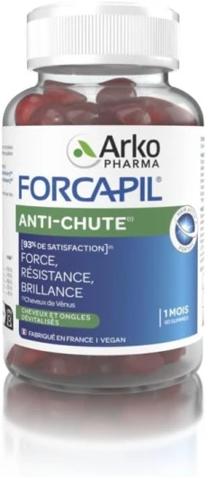 Forcapil Anti-chute Gummies - Chute de cheveux - Résistance - Vitalité - Brillance - Goût d'abricot - 60 gummies