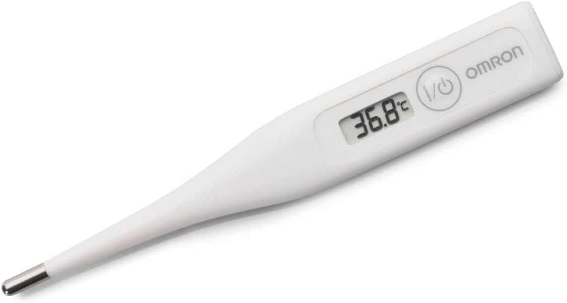 Thermomètre digital de fièvre OMRON Eco Temp Basic pour utilisation orale, axillaire et rectale Lecture précise, facile à nettoyer et résistant à l'eau Idéal pour les adultes, les enfants et les bébés