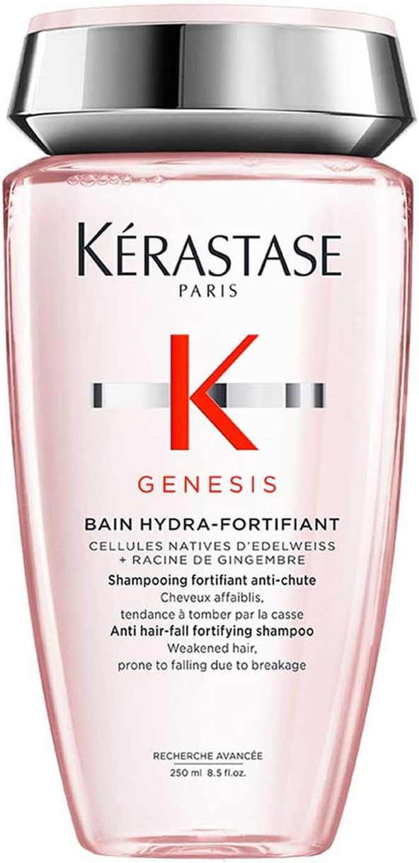 KÉRASTASE Genesis - Bain Hydra-Fortifiant - Shampoing Fortifiant Anti-Chute - Purifie & Renforce - Aminexil - Edelweiss & Racine de Gingembre - Cheveux Fins & Fragiles Sujets À La Chute Bain 250ml