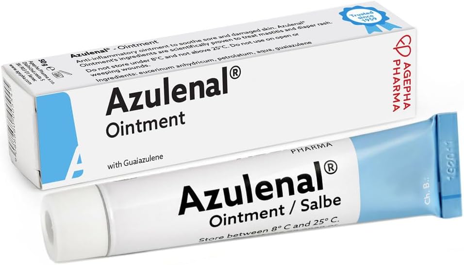 Azulenal Onguent avec guaiazulène, crème à usages multiples pour éruptions cutanées - crème anti-démangeaisons - mamelons douloureux - érythème fessier - convient aux bébés et aux mères (20g)