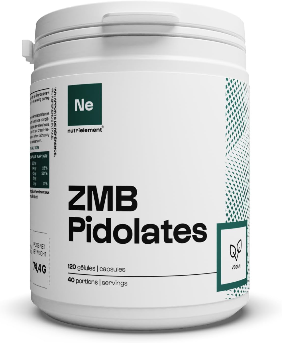 ZMB Pidolates 120 Gélules - Zinc + Magnésium + Vitamine B6 - 100% Naturel • Formule brevetée • Relaxation nerveuse et musculaire • Qualité du sommeil • Vegan - Nutrielement By Nutrimuscle