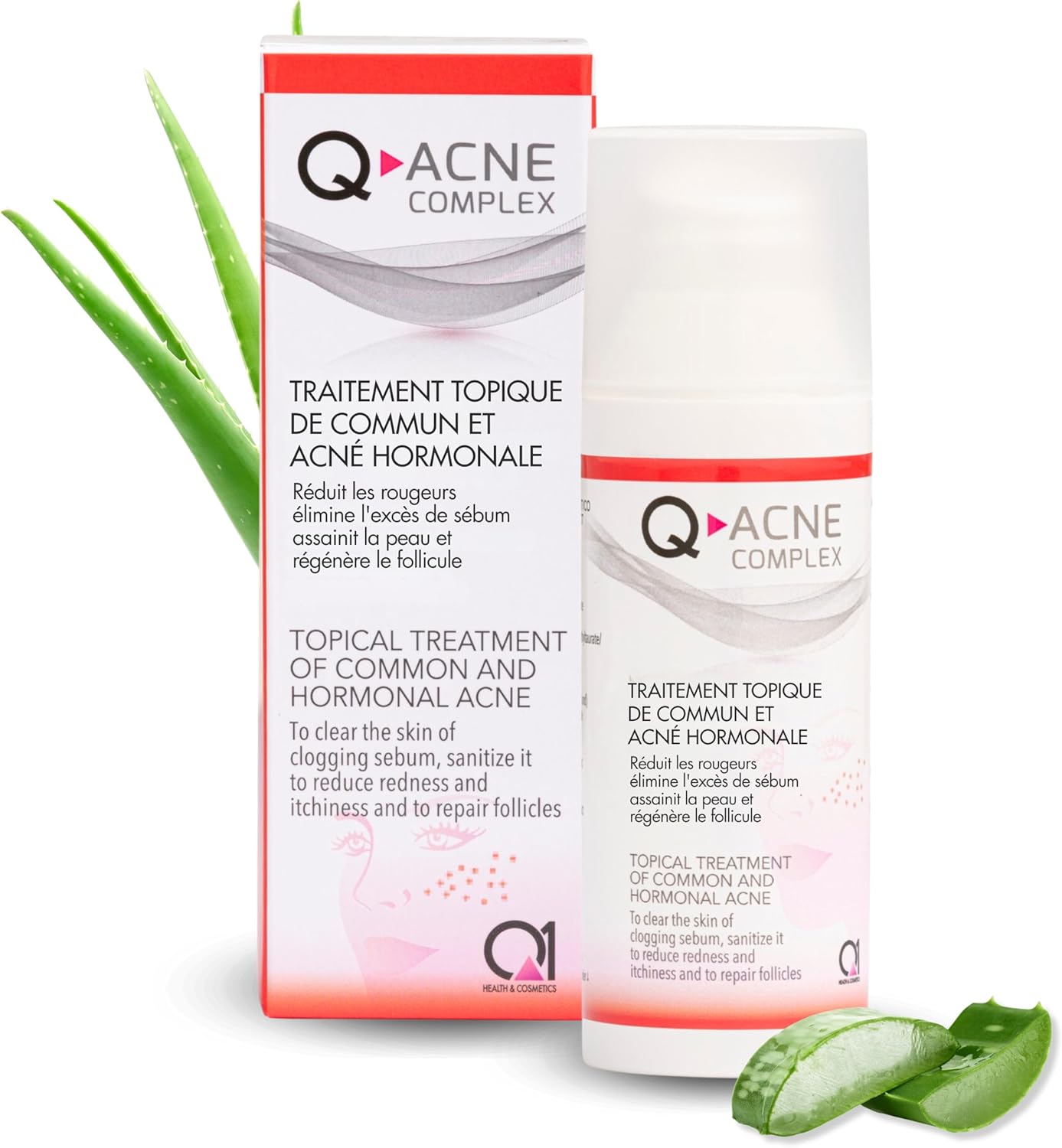 Q-Acne Complex, Crème Anti Acné à l'Acide Salicylique, Crème Anti Boutons pour le Visage - Elimine les Boutons et les Rougeurs - Traitement Efficace pour l'Acné Juvénile et Hormonale, 40ml