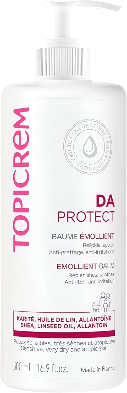 DA Baume Émollient - Crème Hydratante, Relipide, Nourrit & Apaise - Soin Visage et Corps pour Peaux Sensibles, Sèches, Atopiques, Bébés, Enfants & Adultes - Fabrication Française - 500 ml Sans parfum 500 g (Lot de 1)