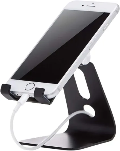 Support de téléphone portable ajustable pour iPhone et Android, Simple, Jumeau, Noir Noir Ajustable