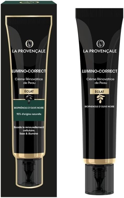 Lumino-Correct - Crème Rénovatrice de Peau booster d'Éclat - Biophénols d'Olive noire - Tous types de peaux - Efficacité Prouvée - 40 ml 40 ml (Lot de 1) Crème
