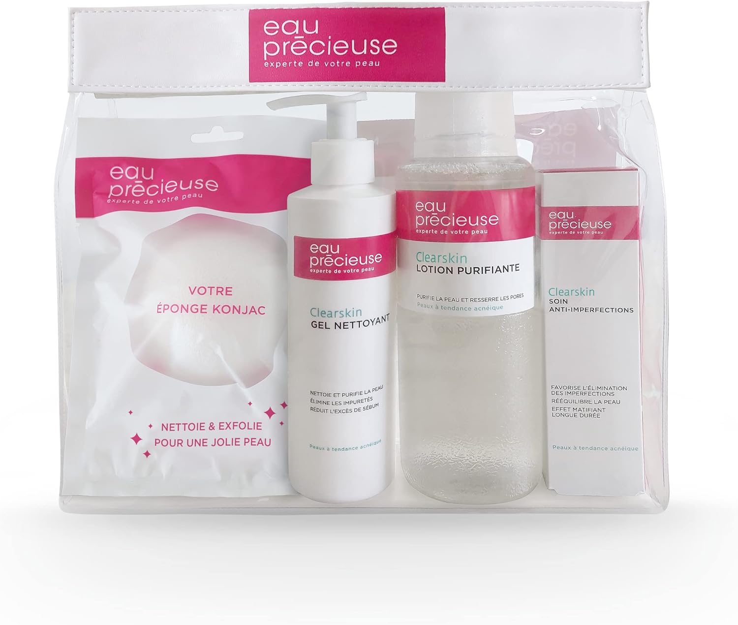 Trousse Mes Indispensables 3 Soins visage - Lotion Purifiante - Gel Nettoyant - Soin Anti-Imperfections + 1 Eponge Konjac offerte Unique