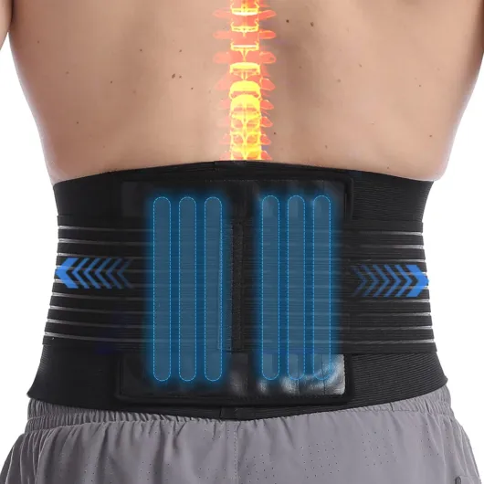 Paskyee Ceinture de soutien lombaire avec 6 baleines pour le soutien lombaire des hommes et femmes – le bas du dos pour soulagement de la douleur, réglable de soutien pour sciatique, scoliose L(Taille:86-100cm)