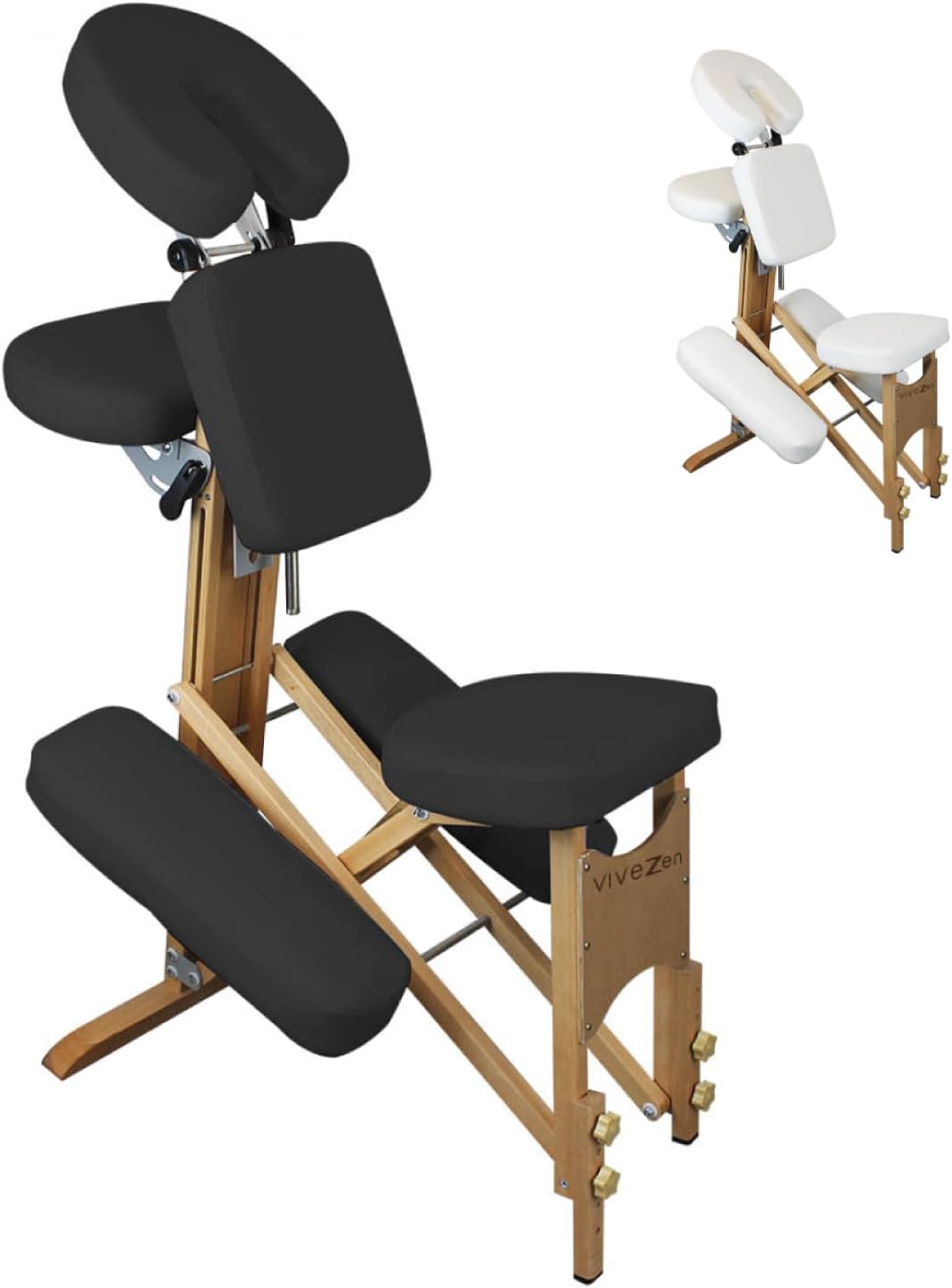 Chaise de Massage en Bois Pliable avec Sac de Transport - 2 Coloris Noir