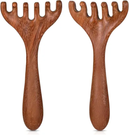 Lot de 2 masseurs de tête en bois portables pour la relaxation et la réduction du stress, outil de massage du cuir chevelu, peigne en bois pour mère, sœur et amoureuse du cuir chevelu méridiens