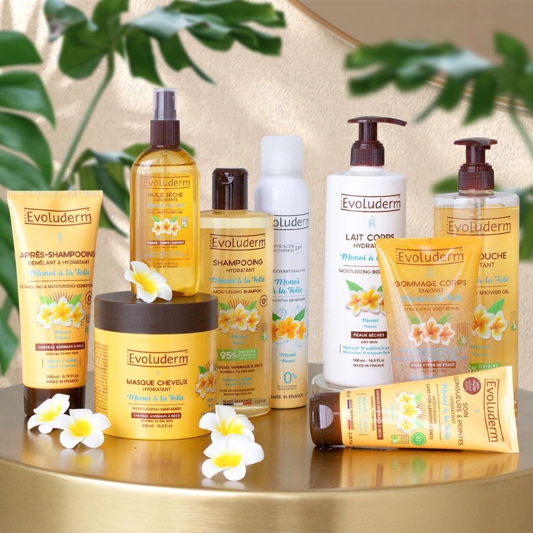 Routine Hydratante 9 produits Corps & Cheveux - Monoï à la Folie - Ingrédients d'Origine Naturelle - Végan - Fabrication Française Ensemble de 9 pièces