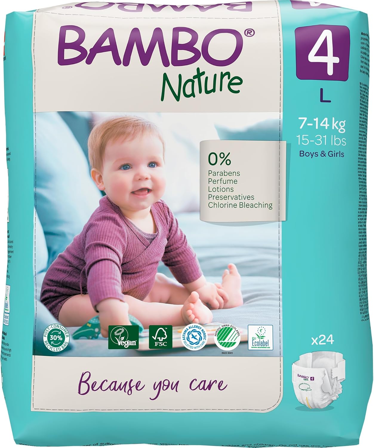 Bambo Nature T4 L Enfant 7-14Kg SIZE 4 Nappies (15-31lb/7-14kg) - SINGLE